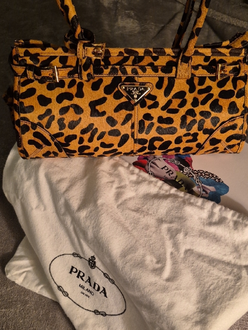 Prada Leopard-Print Shoulder Bag in Yellow and Black - Picture 2 of 3